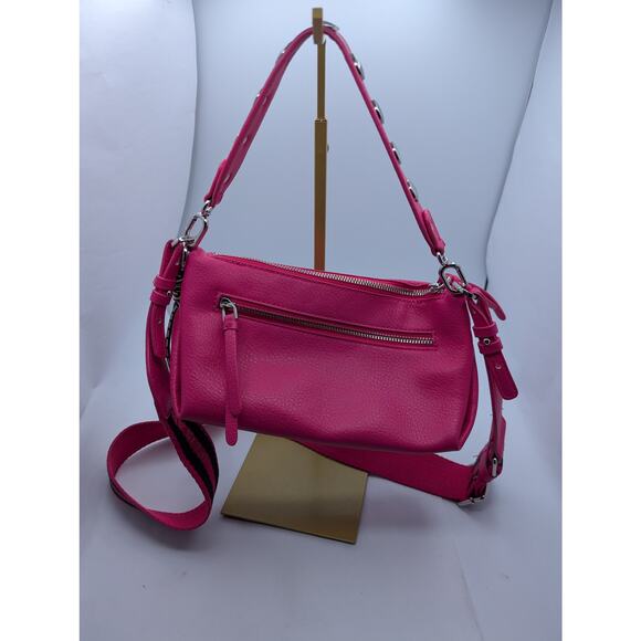 Desigual Pink Faux Leather Crossbody Shoulder Bag with Tassel Charm & Studs - Picture 2 of 9